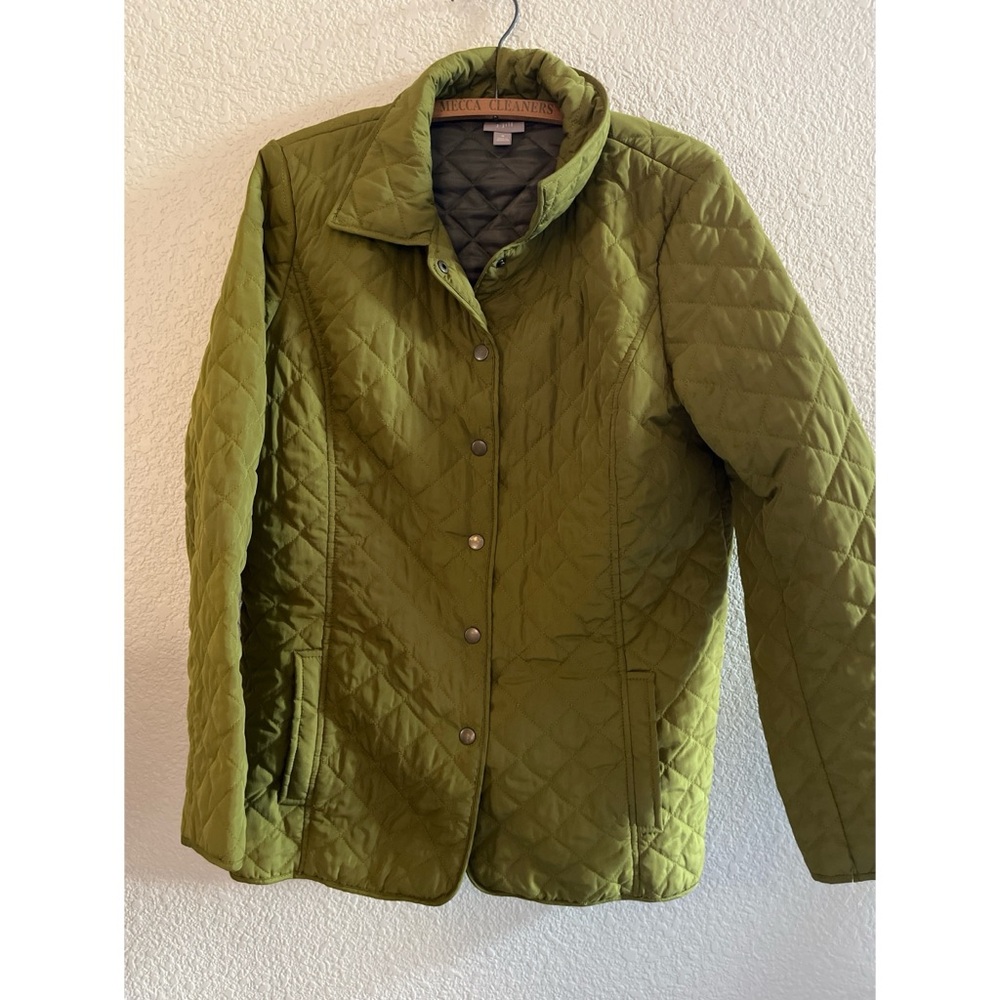 J Jill Green Quilted Jacket Women’s Size Medium